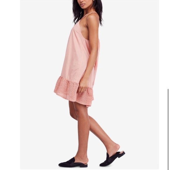 Free People 🌸 Calico Trapeze Mini Dress in Coral - Picture 3 of 4